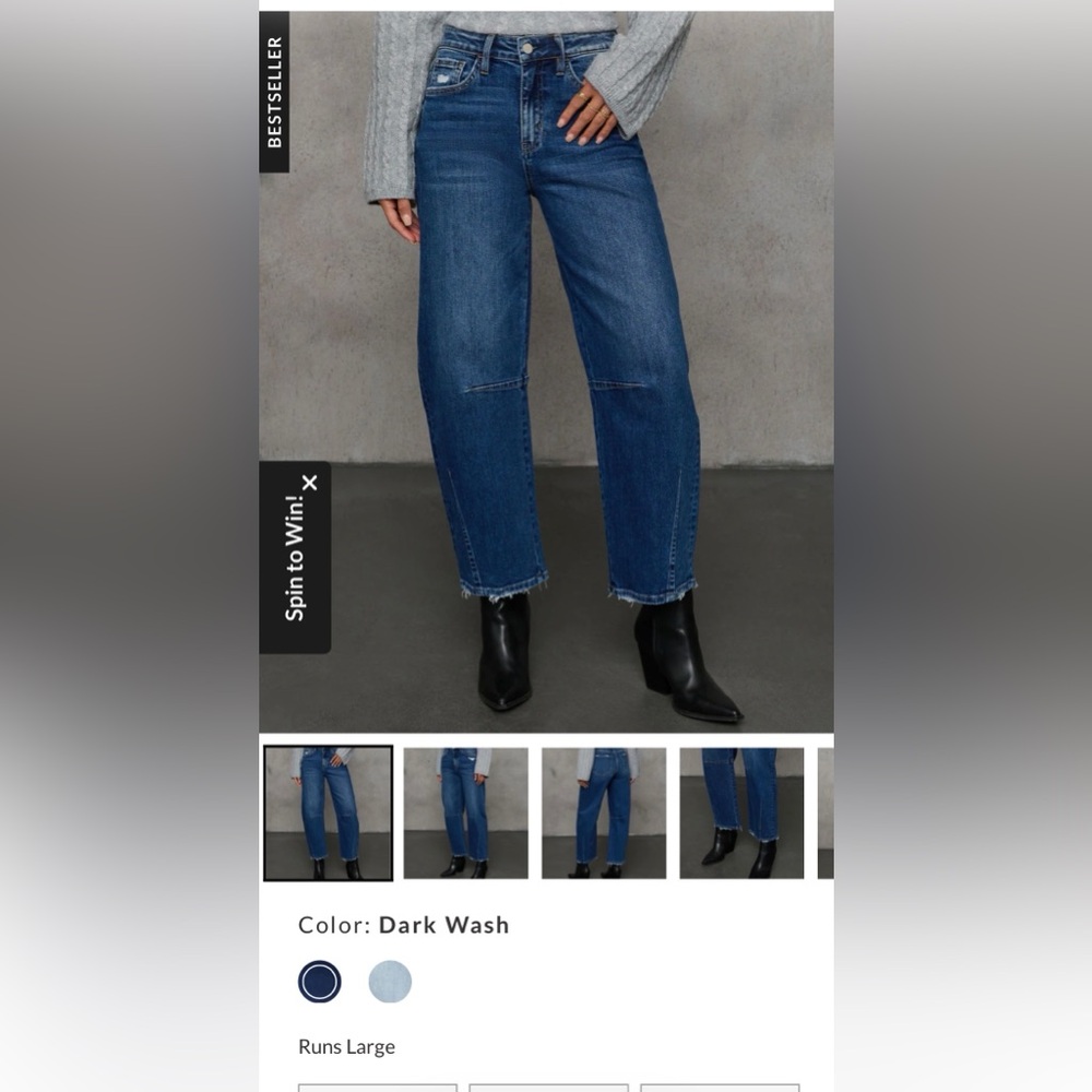 Vici Dark Wash Barrell Leg Jeans